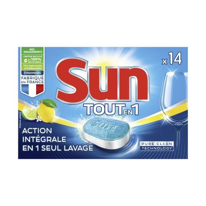 LOT DE 8 - SUN - Tablettes Lave-Vaisselle - Classic - Citron - 1 mois de lavage - 14 tablettes