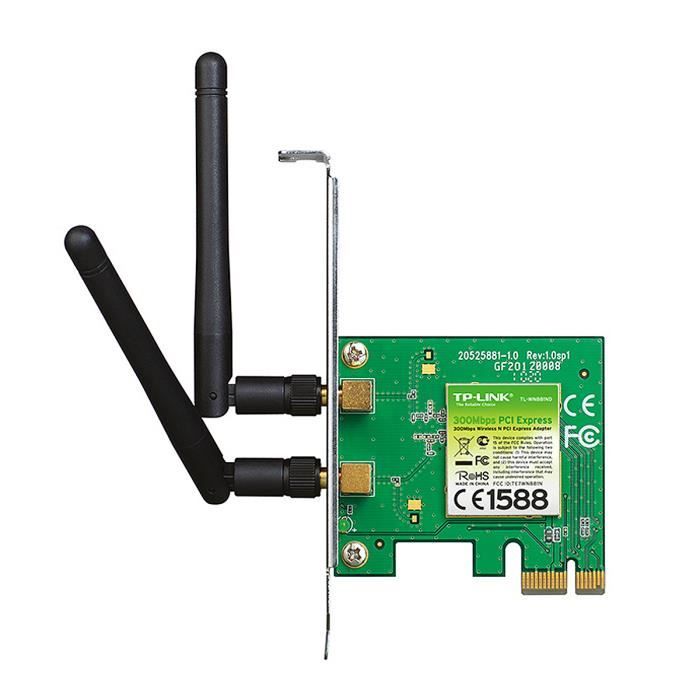 TP-LINK TL-WN881ND, Interne, Sans fil, PCI-E, WLAN, 300 Mbit-s, Vert