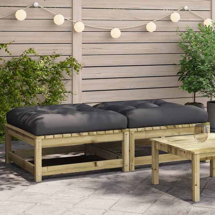 VidaXL Repose pieds de jardin Lot de 2 Bois pin imprégné - vue 2