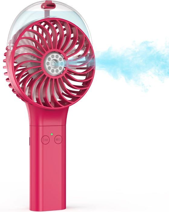 Airmate Ventilateur Portable à Main, Mini Ventilateur Turbo Portable, 5 Vitesses, Rechargeable USB 3000mAh, Ventilateurs de Poche Bottom with Removable Open Ring Buckle, Pour Intérieur Extérieur-Gris