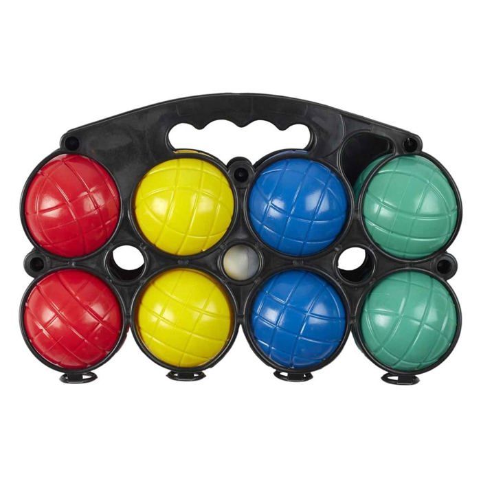 Alldoro Jeu De Boules Enfants – 9 Pièces, 8 Boules + But, Valise De Rangement, Extérieur, Dès 3 Ans – Multicolore, 8 Cm