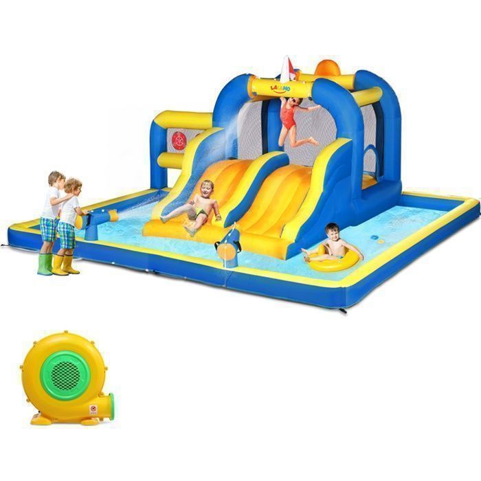 Château gonflable-LALAHO-Double tobogganDes ciblesZone de tir Piscine gonflable panier de