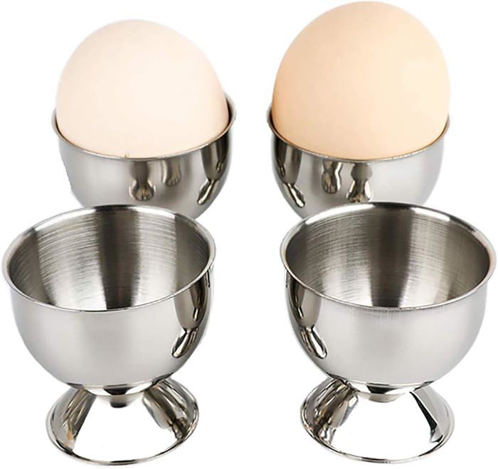 Lot De 4 Coquetiers En Céramique - Couleurs Pastel (vieux Rose, Blanc, Taupe, Vert Sauge), Diamètre 5 Cm, Hauteur 7 Cm, Lavables Au Lave-vaisselle