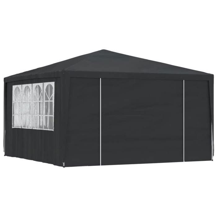 Tente De Réception 4x4 M Avec Parois Latérales - Blanc, Toile PE 90 G/m² - Pour Jardin, événements Extérieurs