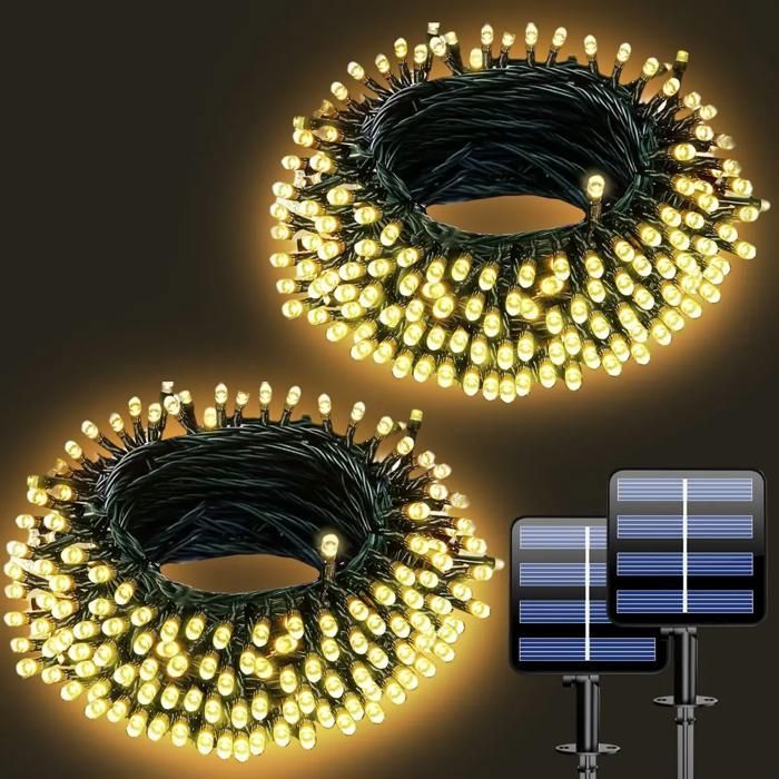 Guirlandes Lumineuses Solaires Étanches - 20m 200 LED [Classe énergétique A] pour Pergola/Mur/Clôture Jardin Extérieur