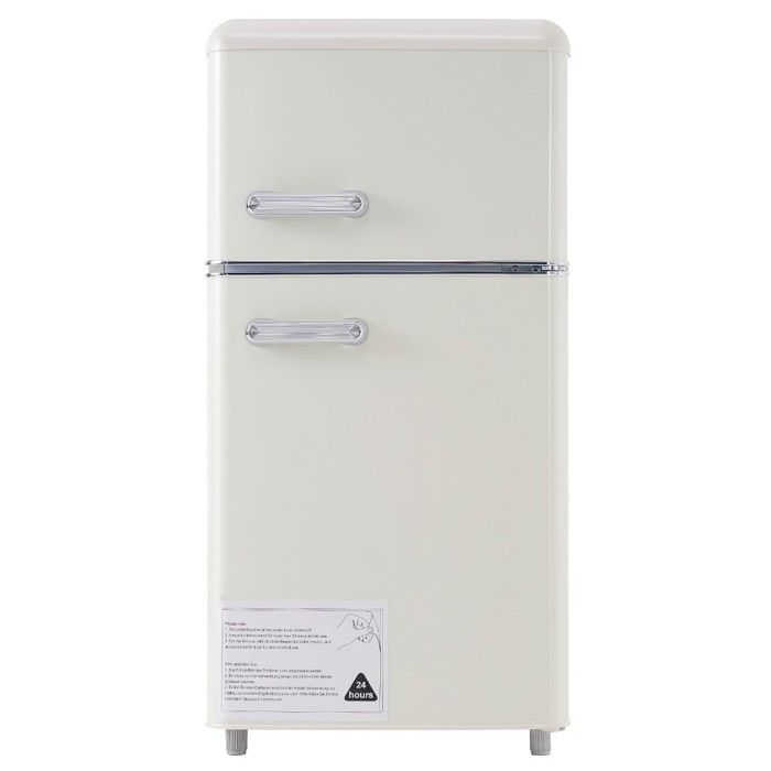 Réfrigérateur Classique Rétro Frigo 72L Double Porte - Congélateur 21L - LED - 120kWh/an - Blanc - Classe E