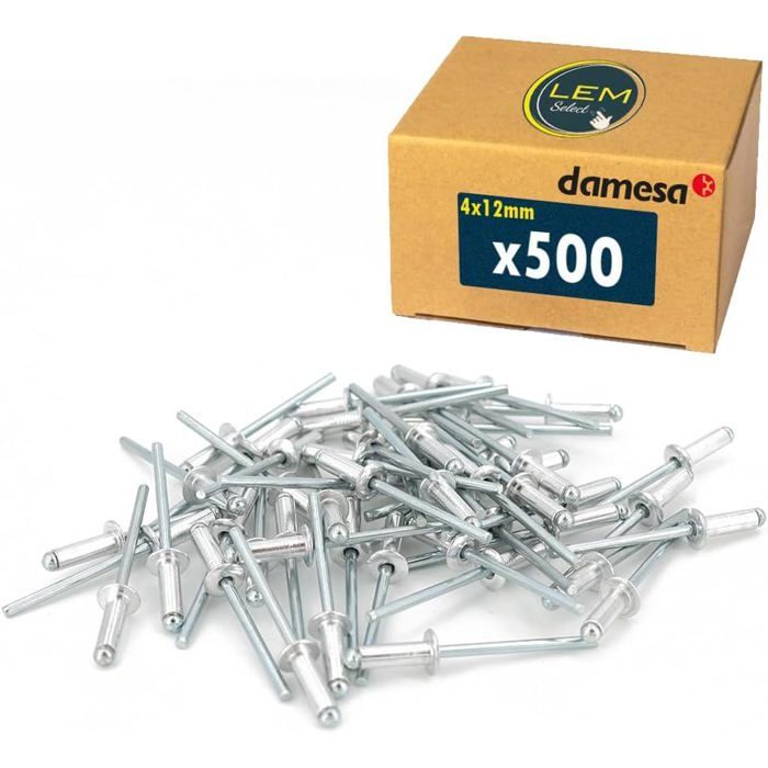 Lot de 500 - Rivet pop aveugle tête plate alm/acier 4x12 mm90 ...