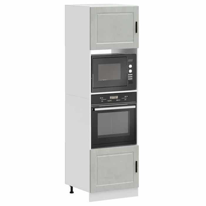 Meuble cuisinecharge 65 kgDesign ModerneArmoires de four - 2 pcs Porto gris béton - bois dingénierie 565631