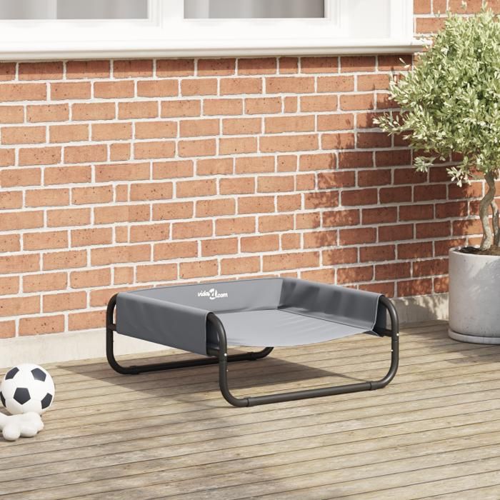 Lit de chien surélevé Gris clair S en tissu Oxford et acier