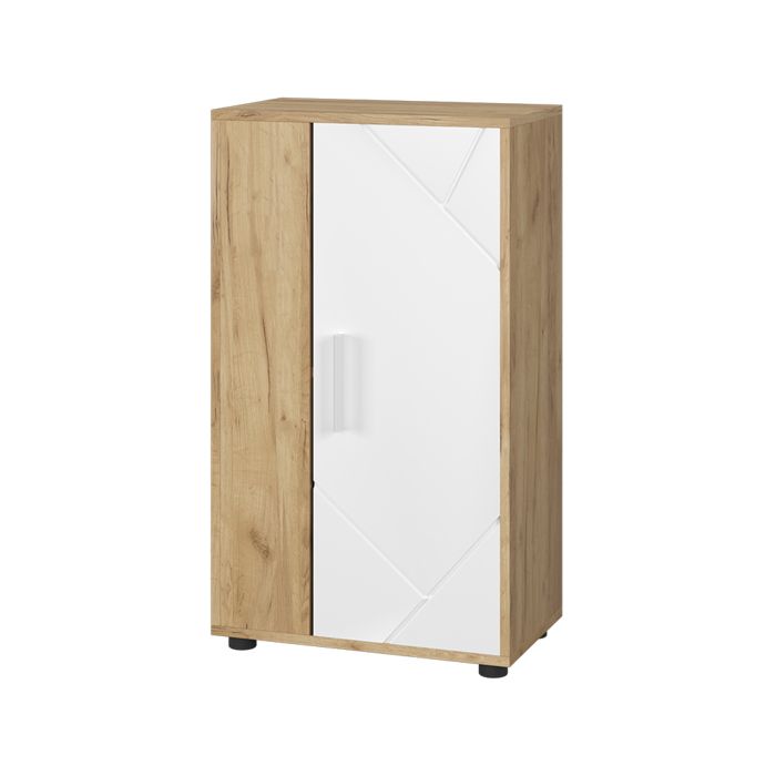 commode Berno 50.1x87.3cm avec 2 compartiments Chêne de force doré/Blanc Vicco 55454