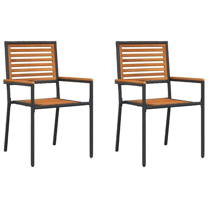 CHIC Chaises empilables de jardin 2 pcs（Lot de 2) Marron et Noir - 54x56x90 cm 343964 S11
