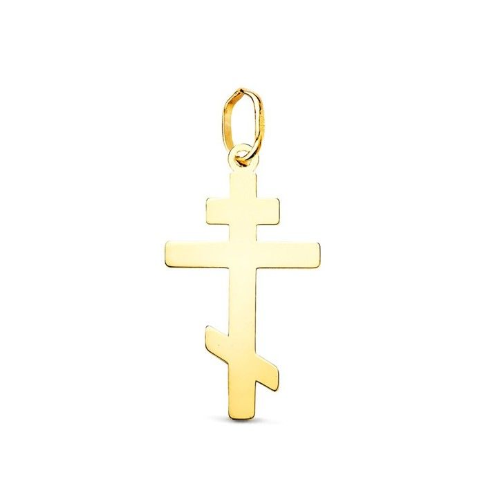 Pendentif croix orthodoxe en or 18 carats 22 mm finition lisse et polie