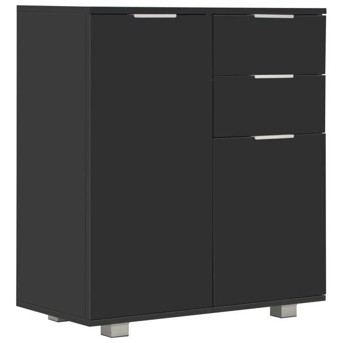 SALE 2026Buffet de cuisine stable - Placard Cabinet bahut Noir - Buffet Noir brillant 71x35x80cm Bois dingénierie 26.5 Kg 849833