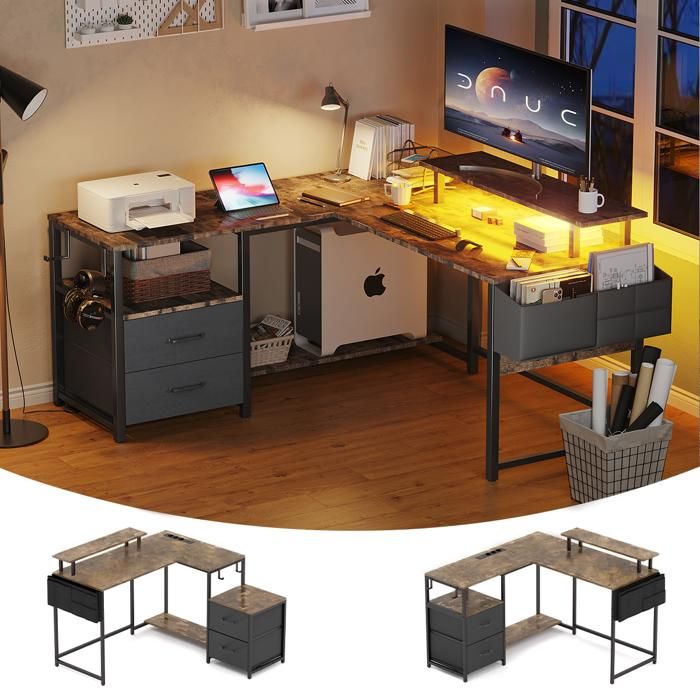 Bureau Gaming dangle - Table Gaming en Forme L avec
