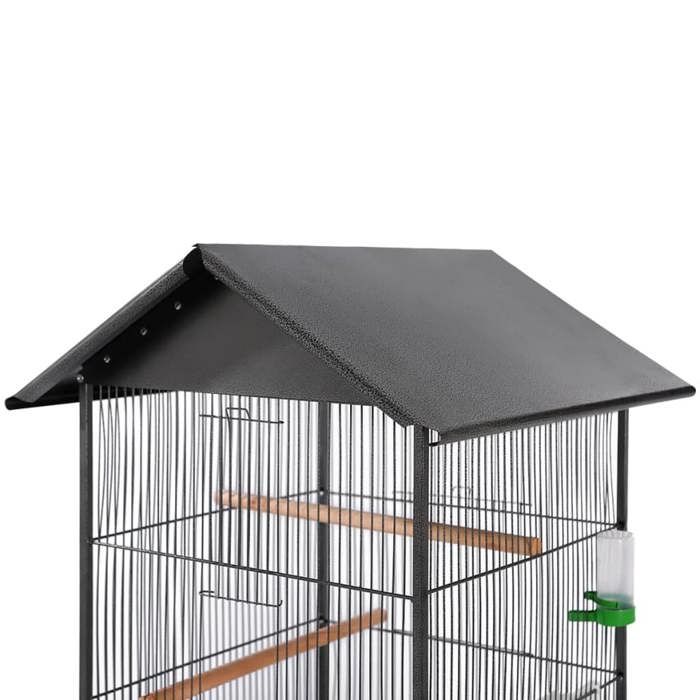 （Haute qualité）Noir Cage à oiseaux avec toit Acier Noir 66x66x155cm Poids 16.2 Kg_287622