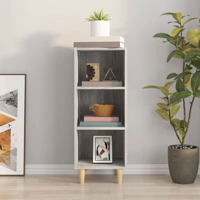 Armoire Vaisselier Durable - Gris - Buffet de cuisine - avec Rangement - Sonoma gris - 34 5x32 5x90cm - Bois dingénierie LH1223286