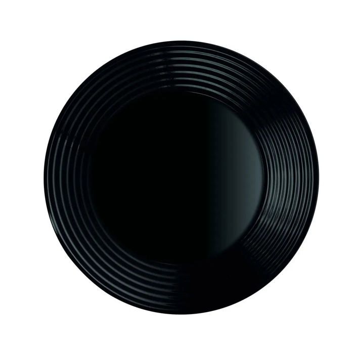 6 assiettes creuses Harena noires - Luminarc - verre trempé extra résistant