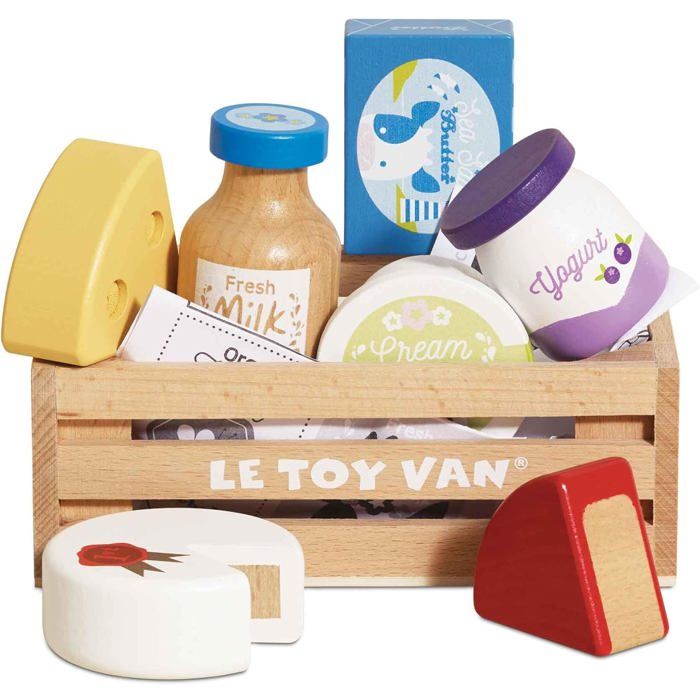 Lernspiel für Kinder AB 2 Jahren Holzspielzeugkiste mit Käse und Milchprodukten Montessori-Spielzeug ökologisches Spiel