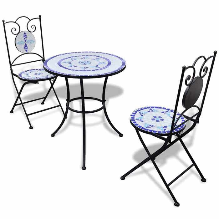 Maison Exclusive - Ensemble de bistro 3 pcs Carreaux céramiques Bleu et blanc
