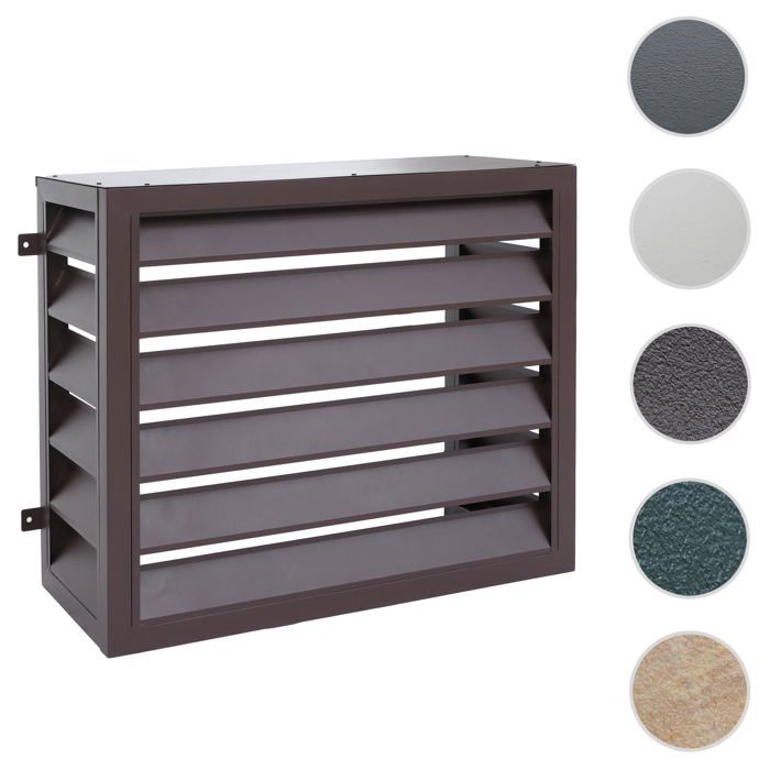 Cache pour climatisation/échangeur thermique HWC-O43 cache pour grille de protection métal 73 x 97 x 38 cm ~ marron foncé