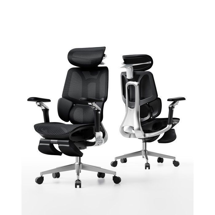 Hbada E3 Pro Édition 2026 Chaise de Bureau Ergonomique Support Lombaire Dynamique 3 Zones Accoudoirs 720°(Noir avec Repose-Pieds)