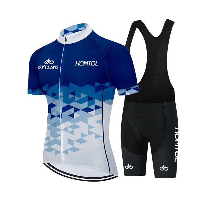 Ensemble cyclisme homme - HOMTOL - 2 pièces 4XL - Maillot manches courtes - Cuissard gel 3D - Respirant bleu