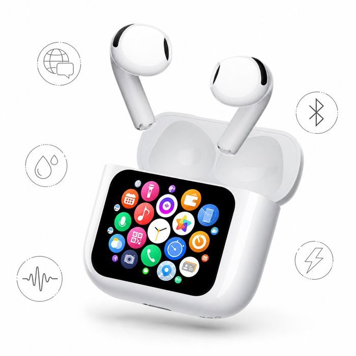 Écouteurs Bluetooth T13 – Traduction IA 144 langues & écran tactile 1.52 – Pour voyage et affaires – Blanc