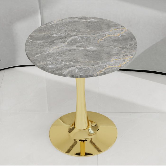 Table Ronde 70 cm Gris Doré Table Moderne FloraGrace Pour Salon Ou Salle À Manger Polyvalente 2 Personnes 70x70x72cm