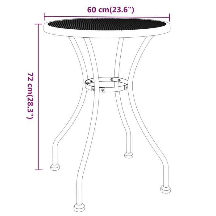 Table de jardin Ø60x72 cm Maille métallique Anthracite_2 ans garantie_36970