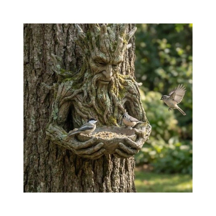 Statuette en résine murale pour nourrir les oiseaux décor de nature rétro en forme dhomme-arbre