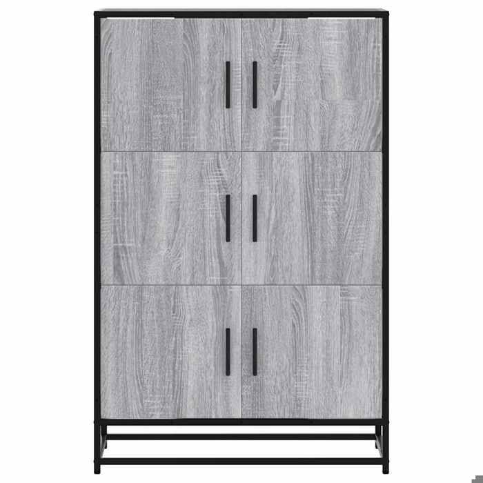 Gris Commode Salon CHIC Buffet haut/armoire latérale sonoma gris 68x35x106 5 cm bois ingénierie et métal N12014