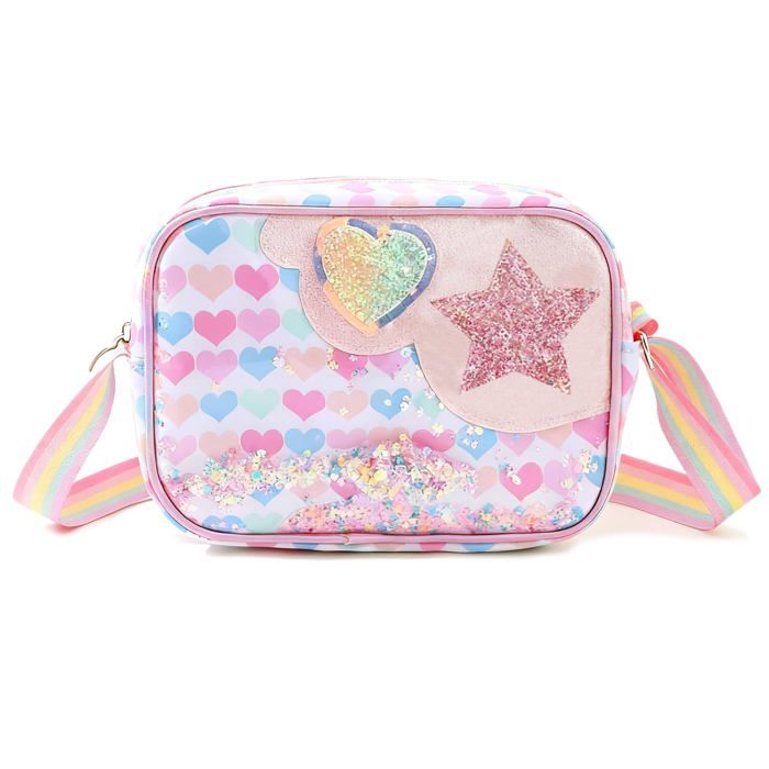 Petit Sac Fille Paillettes Rose 20x6x14cm Sacoche Bandoulière Enfant Cadeau 5-12 Ans Aucunely