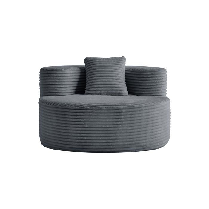 Fauteuil lounge - ZEVKOR - Fauteuil lounge 1 - velours côtelé gris foncé - mousse haute densité - livré monté