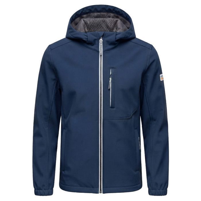Blouson à capuche dhiver homme - Ombre - C581 - softshell - zippé - Bleu marine