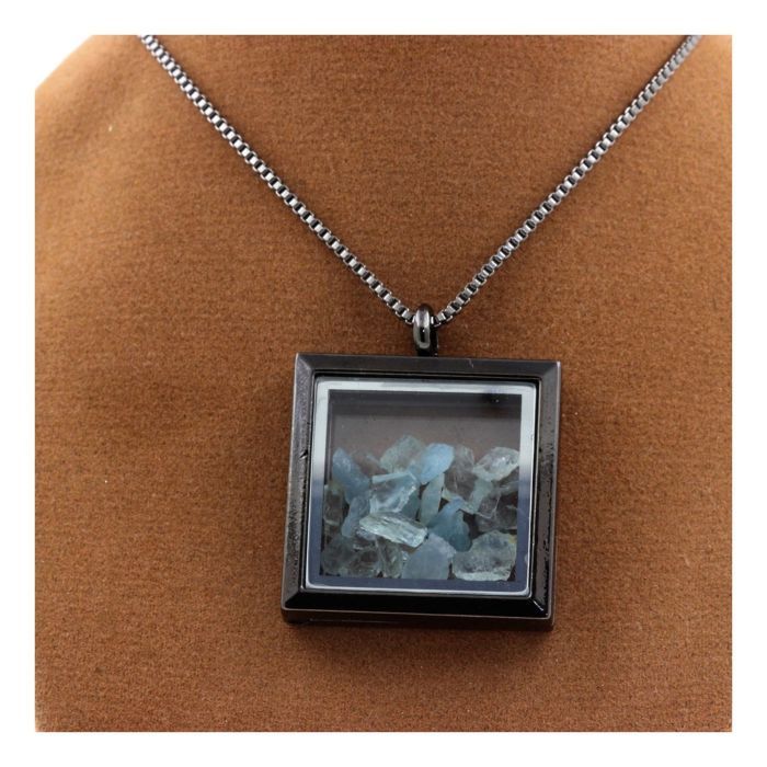 Collier Pendentif Acrylique Carré Géométrique En Acier Inoxydable Avec Perle Noire Unisexe Style Casual Classique Bijoux