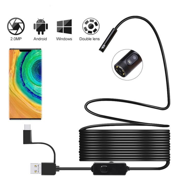 Caméra Endoscopique Industrielle 8mm - 5M De Câble - Étanche IP68 - Pour Smartphone Et PC - Inspection De Zones étroites