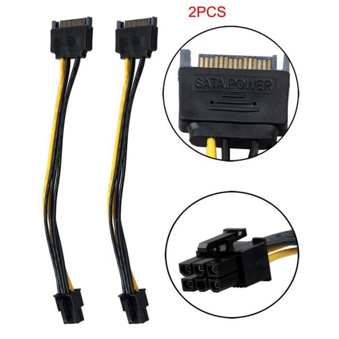 Lot de 3 câbles d'alimentation SATA vers PCI-E 8 broches (6 2 broches