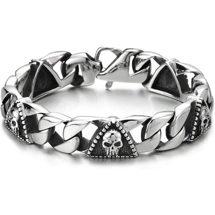 bracelet crane et os en inox femme punk gothique rockab
