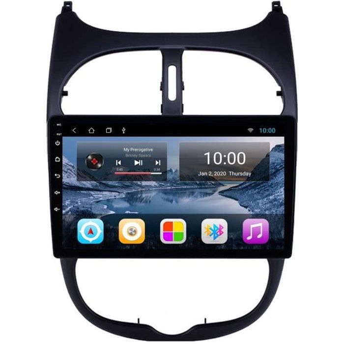 RoverOne® Autoradio GPS Bluetooth pour Peugeot 206 Android Stéréo Navigation USB WiFi Écran Tactile