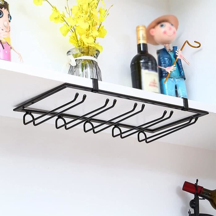 Porte-verres à Vin Sous Armoire Dianoo – Rangement Métal Chromé, 1 Rangée, 18 Cm, Facile à Installer - 1