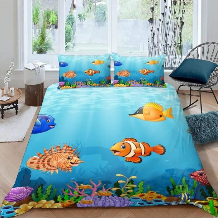 Housse De Couette 240X260 Poisson De Dessin Animé Parure De Lit 240X260