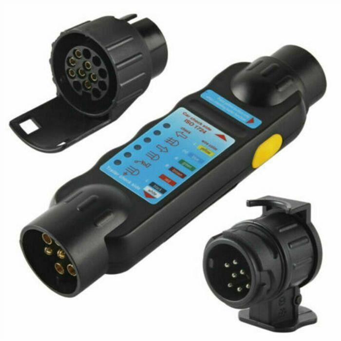 Testeur Remorque 2 En 1 Kitletsuit - Contrôle éclairage 7/13 Broches - Rechargeable Pour Voiture Et Caravane