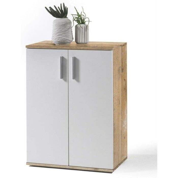 Commode 4 Tiroirs Blanc Moderne - 91 X 34 X 60 Cm - Rangement Salon, Entrée, Couloir - Pieds Dorés