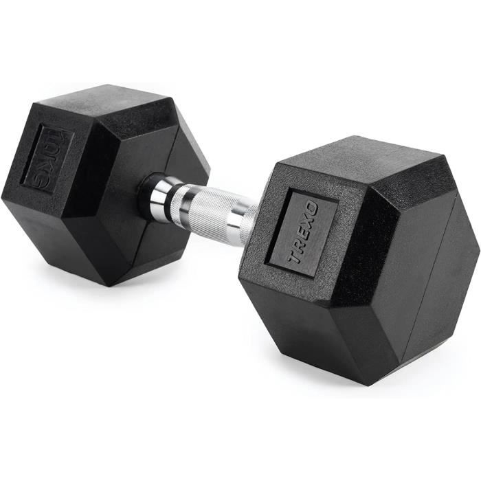 Haltère en fonte caoutchouté Trex Sport 1×12,5 kg poignée moletée TREX