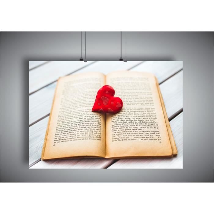 Poster Livre Book Cœur Romance Art Amour Passion A3 42x29 7cm Cdiscount