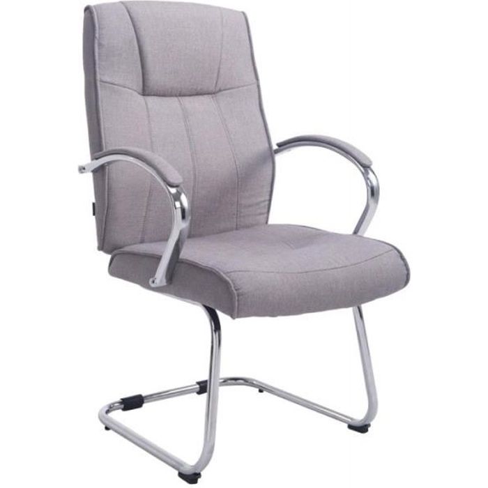 Fauteuil de bureau sans roulette en tissu gris BUR10118  Cdiscount Maison