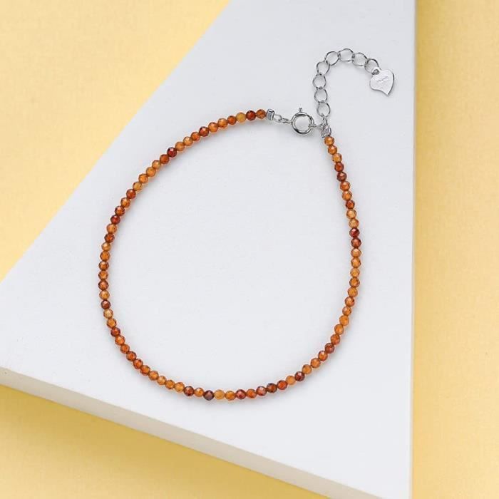 Bracelet Pierre Naturelle 4mm Uwiyo - Réglable, Plaqué Or, Cadeau Femme Élégant