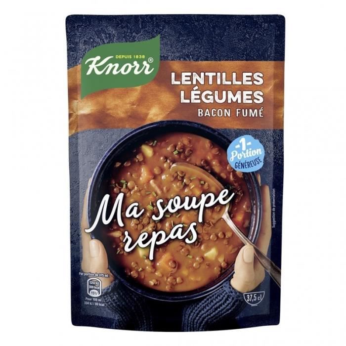 knorr ma soupe repas lentilles legumes bacon fume 37 5cl lot de 4 achat vente brique familiale knorr ma soupe repas lentilles cdiscount