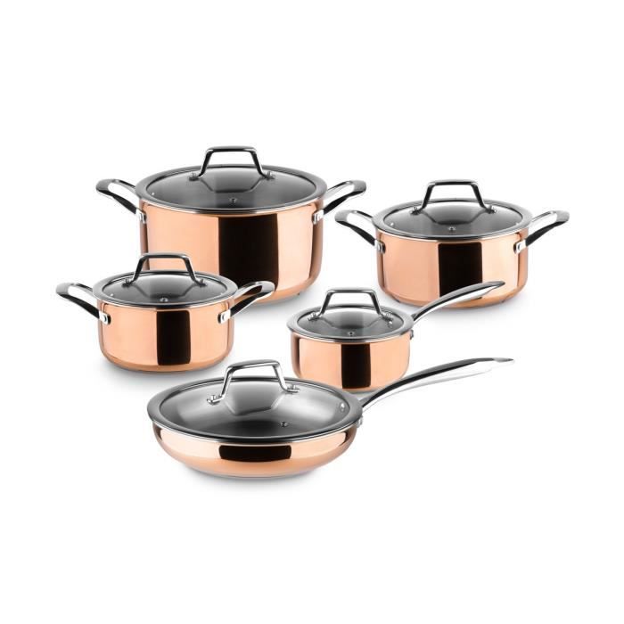 Lot de Casseroles en Acier Inoxydable Cuivre, convient pour l'induction ...