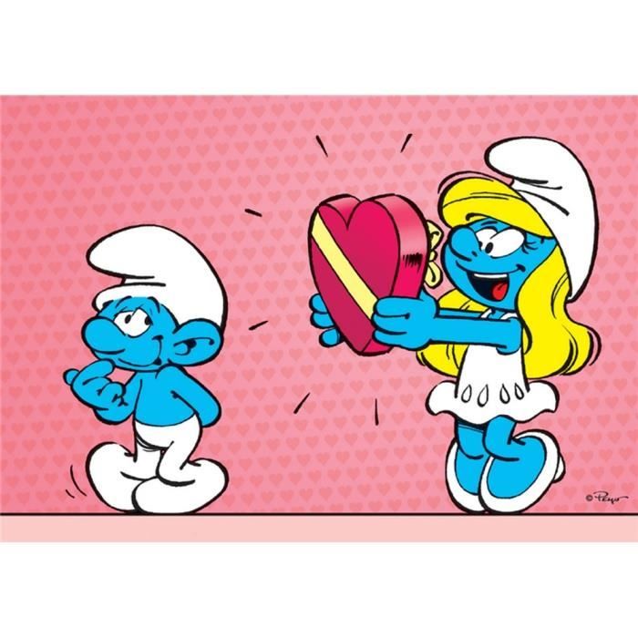 Carte Postale Les Schtroumpfs Schtroumpfette Avec Le Cadeau Coeur 15x10cm Cdiscount Beaux Arts Et Loisirs Creatifs